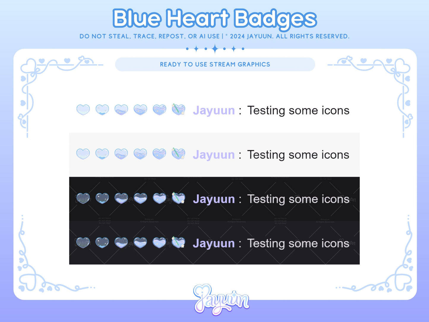 An example of the sub badges in action in a screenshot of each badge next to a viewer's name, as if chatting in a stream.