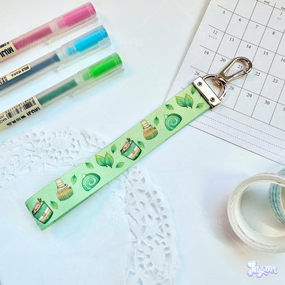 Matcha Lavender Sakura Wristlet Lanyard Keychains