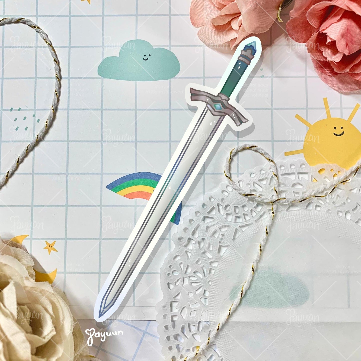 Dull Blade-inspired sticker shown on a decorative paper background.