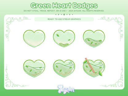 Green Leaf Heart Sub/Bit Badges