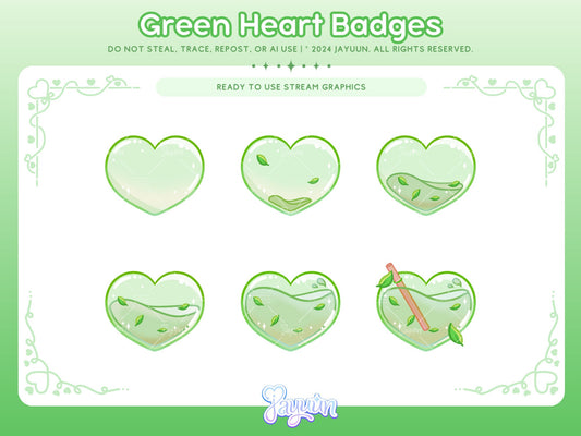 Green Leaf Heart Sub/Bit Badges