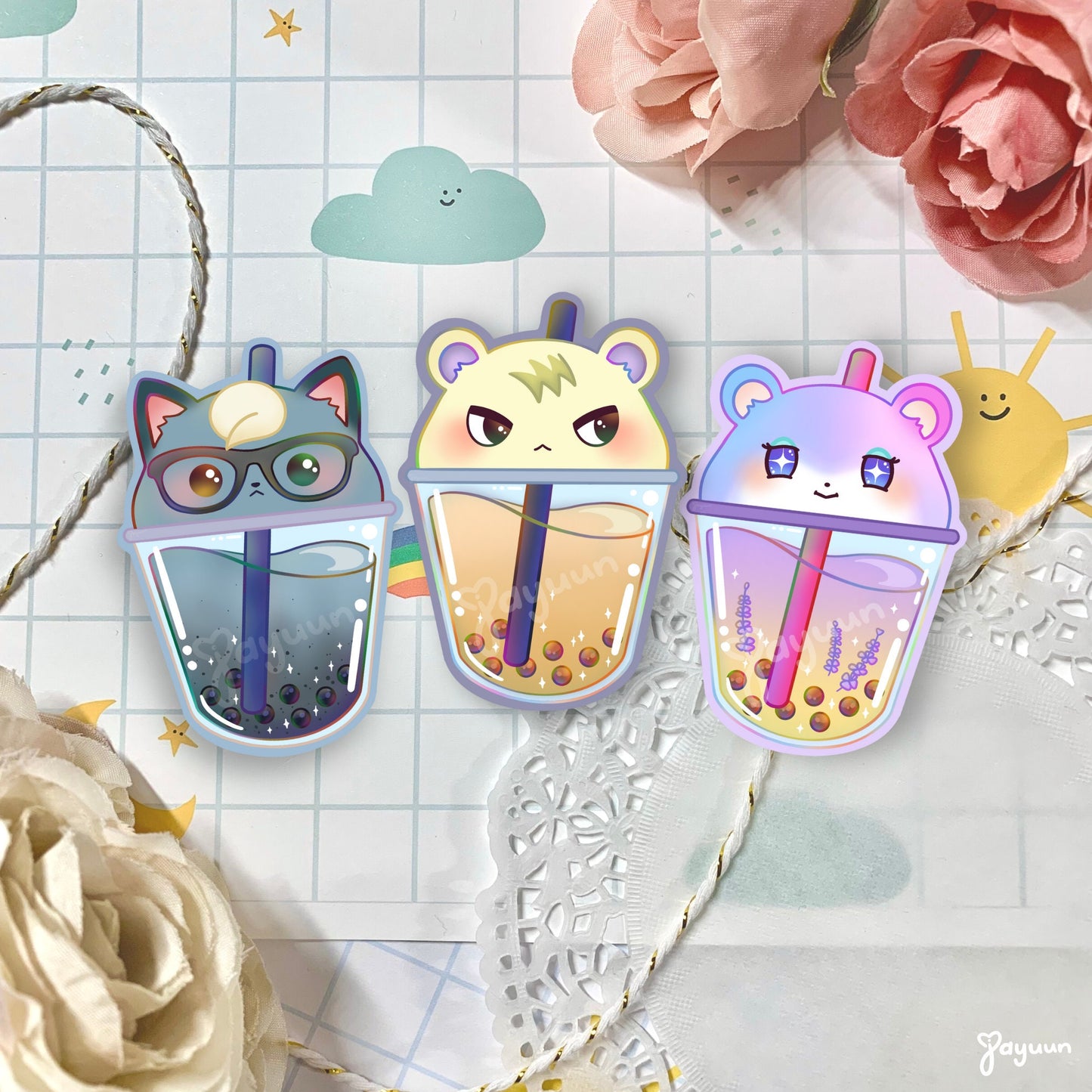 ACNH Rainbow Boba Stickers