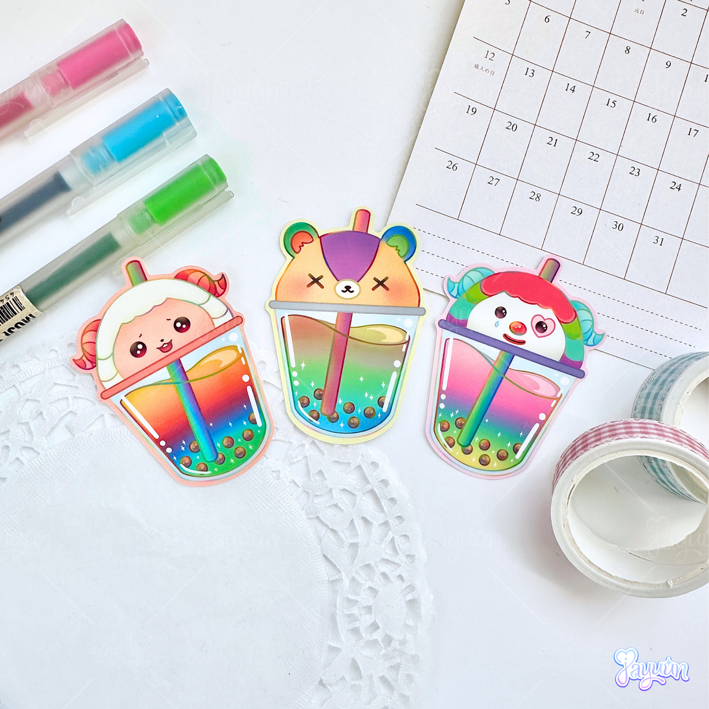 ACNH Rainbow Boba Stickers