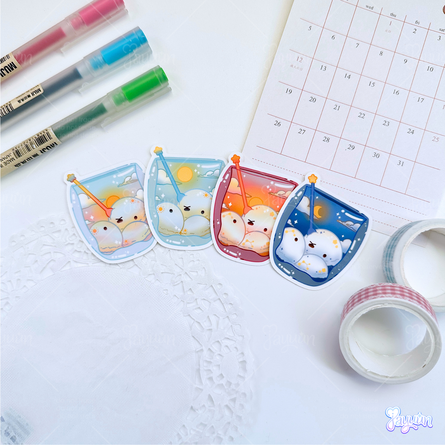 Serene Skies Bear Cup Stickers