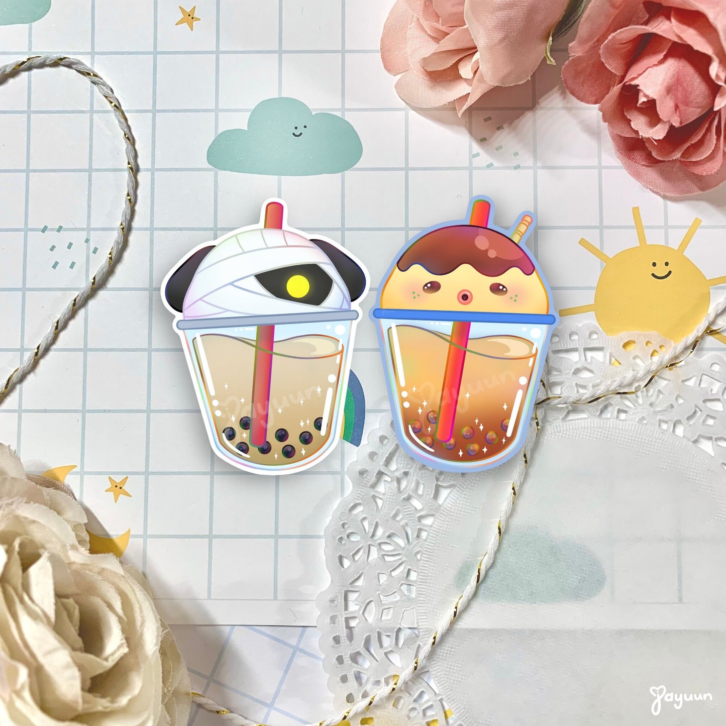 ACNH Rainbow Boba Stickers