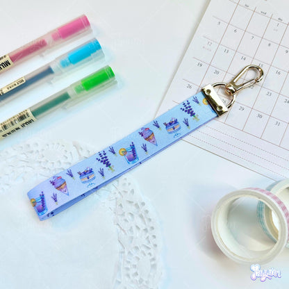 Matcha Lavender Sakura Wristlet Lanyard Keychains