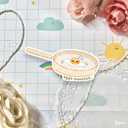 Eggs-Hausted Frying Pan Sticker